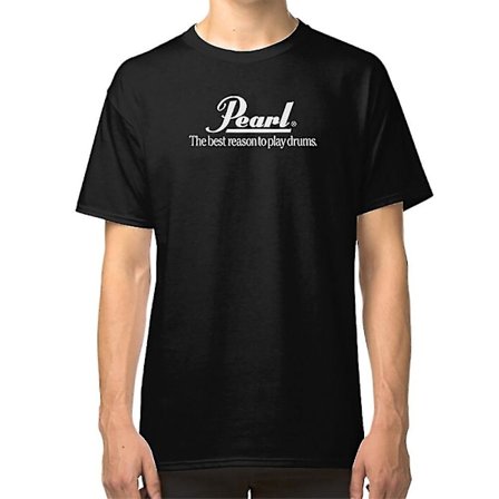 Pearl Drum det bästa skälet att spela trummor - vit logotyp för mörka föremål T-shirt