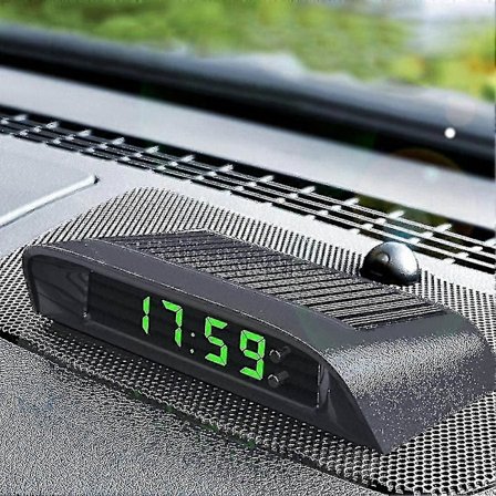 Digitalt biltermometer LCD-ur 12-24v Multifunktionelt solcelledrevet LCD-ur til bil med tid, dato og temperaturvisning 500 Mah stor kapacitet B