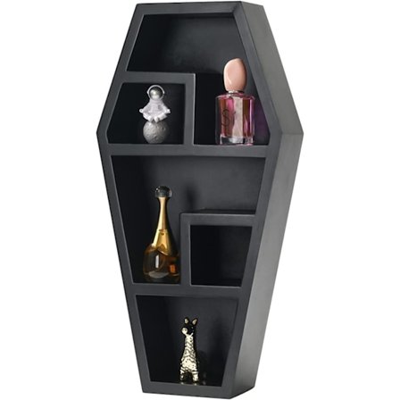 Goottilainen puuhylly 38x18 cm – Seinähylly ja Halloween-esittelyhylly kylpyhuoneeseen, olohuoneeseen tai makuuhuoneeseen