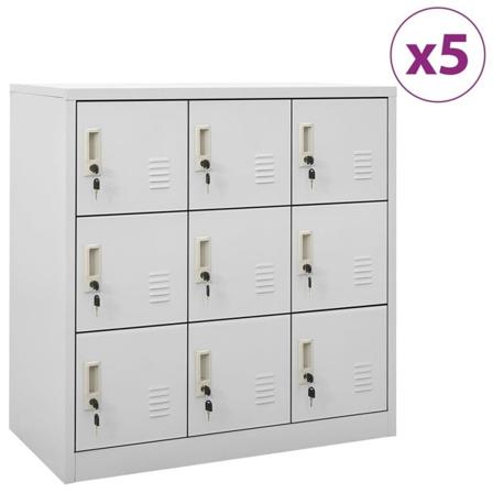 vidaXL Förvaringsskåp 5 st ljusgrå 90x45x92,5 cm stål grå