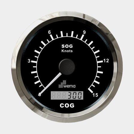 GPS-logg 0-15 knop svart Silverline 85 mm, kompl. m antenn