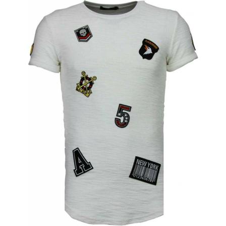 True Rise Exclusive Military Patches - Herr T Shirt - T09150W - Vit vit, Herr, Herr, Storlek: S