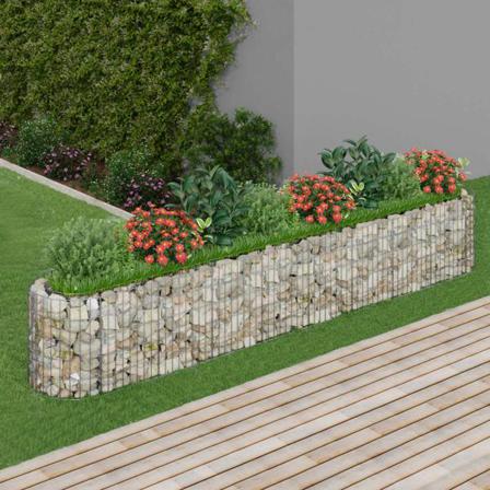 Vidaxl Planteringsgabion Galvaniserat Järn 330x50x50 Cm Silver