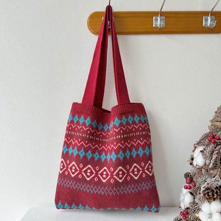 Håndvevde veske Bølgestrikkede vesker RØD