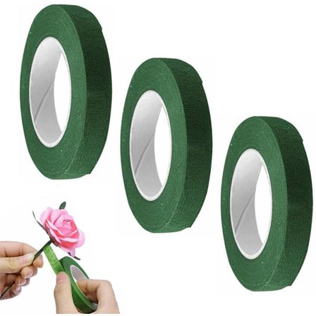 ING Floral tejp - 3 rullar - Grön självhäftande floral tejp - Lämplig för blomsterarrangemang och DIY-projekt - 12mm*30m rulle