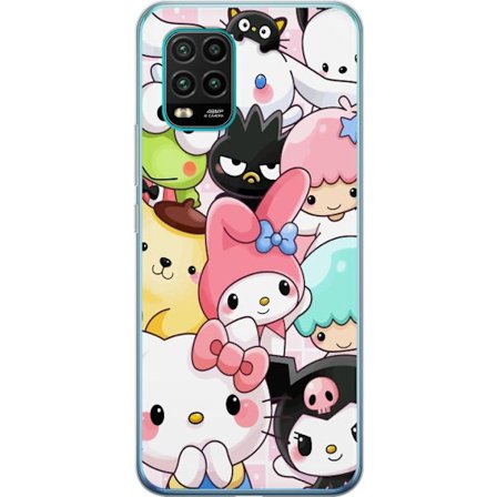 Kompatibelt Mobildeksel til Xiaomi Mi 10 Lite 5G Tett mønster av søte figurer med store øyne i ulike farger og uttrykk med LABUBU-tekst