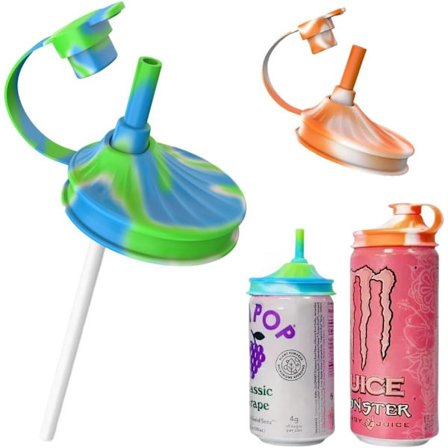 2025 Uusin malli 2 kpl virvoitusjuomatölkin kansi pillillä, silikoninen virvoitusjuomatölkin suojus, energiajuomatölkin kansi, BPA-vapaa, 