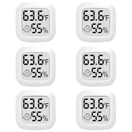 6-pakning Mini Digitalt Termometer Hygrometer Innendørs LCD-skjerm