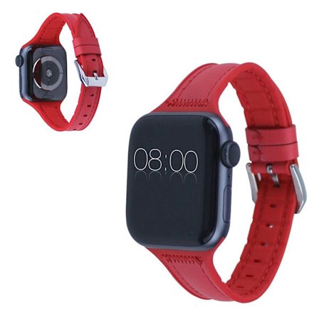 Apple Watch Series 5 44 mm klockarmband i silikonläder - Röd