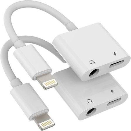 Lightning til 3,5 mm Splitter 2-i-1 (2-pak) Oplader Lydkabelstik iPhone AUX Adapter kompatibel med Hovedtelefonstik Donglekabel