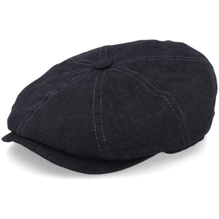 Stetson - Svart flatcap Keps - Hatteras Linen Black Flat Cap @ Hatstore