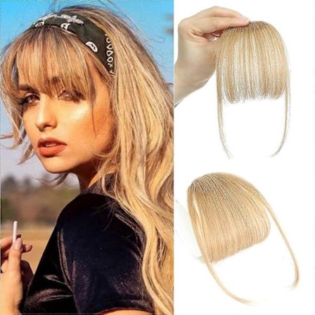 Luggs Hair Clip, 100% Real Human Hair, Thin Bangs, Clip in Air Bangs for Women, Curved Bangs