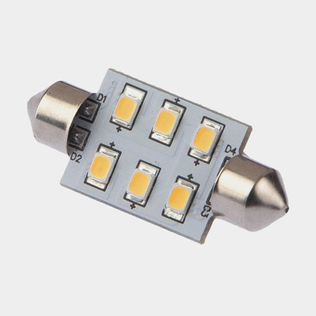 LED-lampa NauticLED, 10 - 35 V, 1.1 w, Ø16 x 42 mm, Pinol, med varmvitt sken, 1-pack