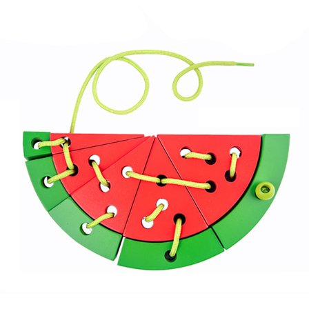 Tretre leker i tre med snøring, puslespill i treblokk, bilflyreise, tidlig utvikling, finmotorikk, pedagogisk gave til barn