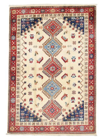 Kazak Fine Teppe 100X142 Mørk Rød/Oransje Ull, Afghanistan