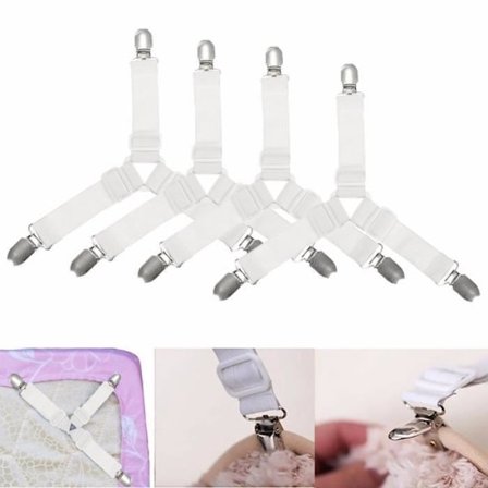 4x Justerbar Trekant Klips Madrassbeskytter Laken Elastisk Strammer