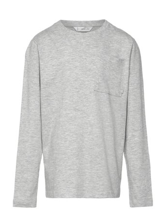 Long-Sleeved T-Shirt With Pocket Grey Mango