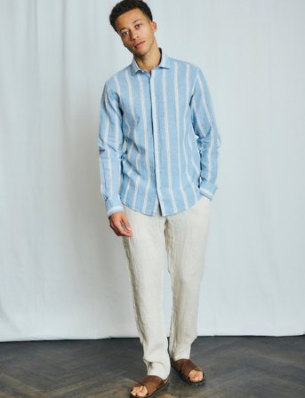 Bruun & Stengade Bs Correa Casual Modern Fit Shirt - Blue - M