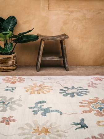 Blush Flower Indendørs-/Udendørstæppe Vaskbart 200X300 Flerfarvet (Pastel)