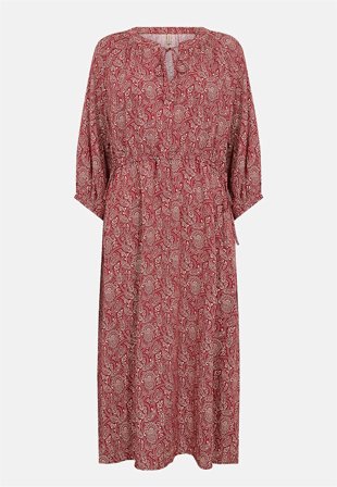 Soyaconcept - Mönstrad viskosklänning - röd/beige/mönstrad - för damer - XL (44) - Cellbes