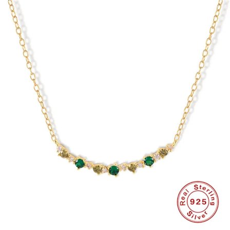 925 Sterling Silver Halsband för Kvinnor Smycken för Halskedja Smaragd Regnbåge CZ Choker Nyckelben Mujer Collares Bijoux
