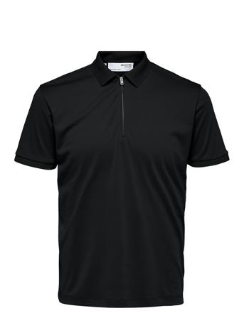 Slhfave Zip Ss Polo Noos Black Selected Homme