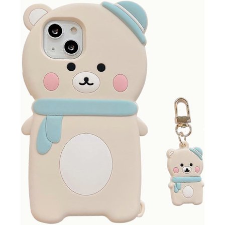 för iPhone Xs Max Björn Skal, Kawaii Mobilskal 3D Silikon Tecknat Skal med Nyckelring Rolig Passar till iPhone Xs Max Sött Skal Mjukt Gummi Stötsäkert