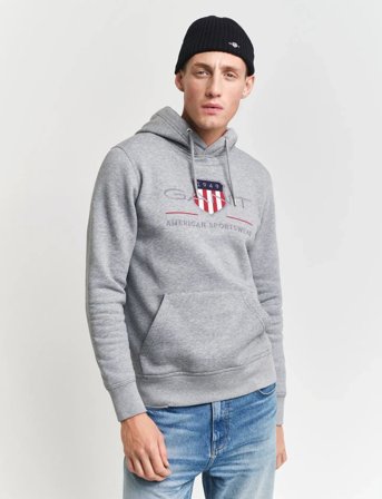 GANT Reg Archive Shield Hoodie - Grey - XXXL