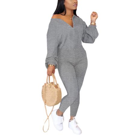 Dam V-hals Lykta Ärmar Romper Enfärgad Skinny Jumpsuits