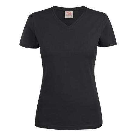 Printer Heavy V-neck Lady T-shirt Sort Sort, Tøj