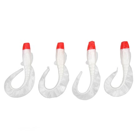 4 stk. livagtige PVC-fiskelokkemad ferskvandsabor mandarin fisk rød hvid