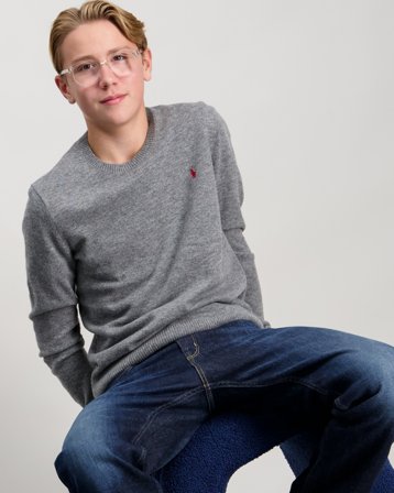 Polo Ralph Lauren 2/27 WOOL RWS-LS CN TONAL-SV-PLO Grå Tröjor Kille - Kids Brand Store