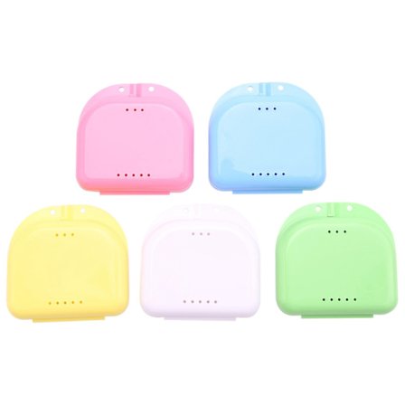 Opbevaringsboks til ortodontiske bøjler 5 stk. Mundbeskytterbeholder Tandproteseetui