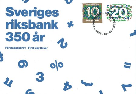 Sverige - Nationalbanken 350 år - Førstedagskuvert