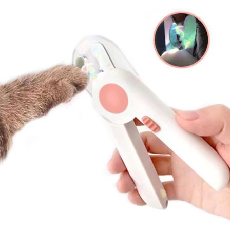 Kløverneskjærere og -trimmer for hunder og katter, med LED-belysning for sikkerhet