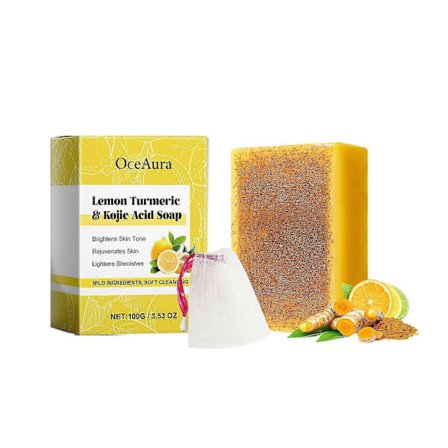 OceAura Lemon Brightening Gurkmeja Curcumin Tvål är en skonsam rengörande och återfuktande tvål som lämnar huden fräsch och delikat