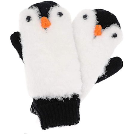 Vintervarma Vantar för Kvinnor med Pingvinmönster - Mjukt, Mysigt och Luddigt