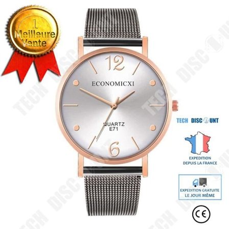 Armbandsur - TD - Kvarts - Avslappnad och Affär - Svart Metall - Present till Man