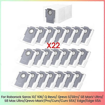 22 KPL Pölypusseja Roborock Saros 10/10R, Q Revo, Qrevo S/Slim -malleille