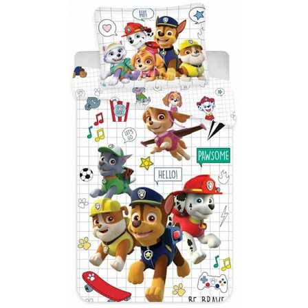 Paw Patrol Rutigt Barnsängset 100×140 cm, 40×45 cm - Mysigt och Praktiskt för Små Äventyr!