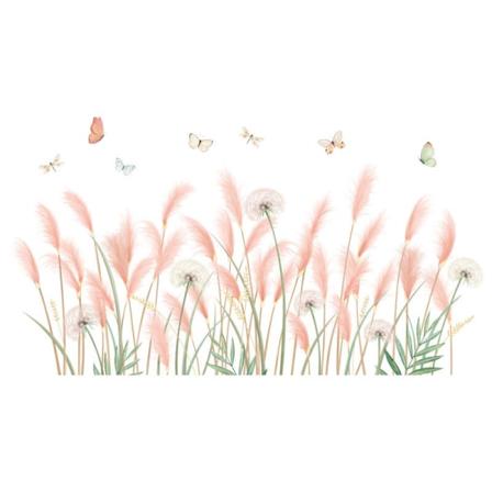 Reed Flower Mælkebøtte Sengeskørt Klistermærke Hjem Soveværelse Dekoration Frisk Hjem Indretning Baggrund Vægklistermærker