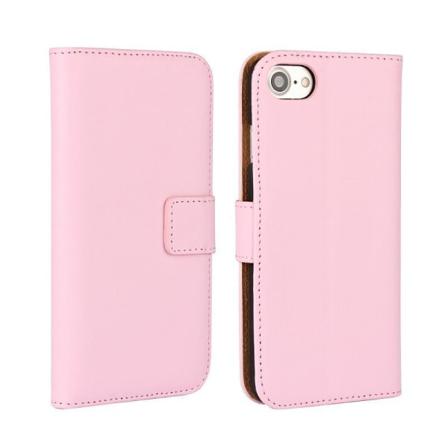 Plånboksfodral Iphone 7 / 8 / Se 2020/2022äkta Skinn Rosa