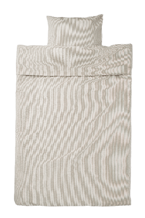 Åhléns Home Randigt bäddset i bäckebölja CHARLES 150x210 cm Sängkläder Beige ONESIZE