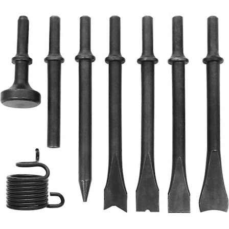 8 stk. lufthammer tilbehør, luftmejselbits lufthammerbit til 150/190/250 lufthammer, mejselbits sæt til murværk betonnedrivning