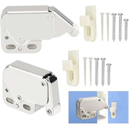 2 STK Fjærlås Skapdørhengsel Rustfritt stålskap med 6 skruer 4 spiker