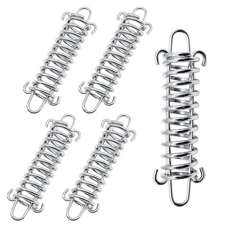 5 spenningsfjærer, fjærer for solseil, spiralfjærer for solseil, markisestroppstrammere. Et must for campingturer