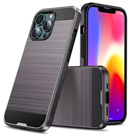 Iphone 13 Pro - Borstad Stål Textur Skal - Grå