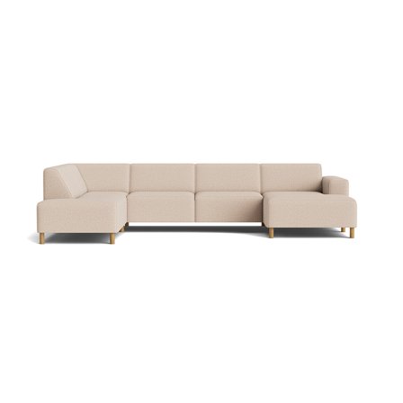 Seam U-Form Sofa, rechts, Montreal Beige, Cord-Optik, modernes Design, gemütliche Polsterung, komfortable Federung, 78cm Höhe, Wohnlandschaft.