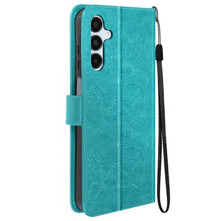 Lompakkokotelo Samsung A15 5G:lle - MAYAXESS - Turkoosi - Jalusta ja rannehihnatoiminto