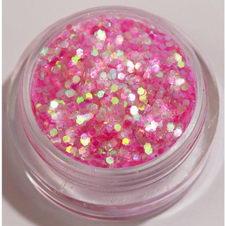 Negleglitter - Hexagon - Medium rosa - 8ml - Glitter